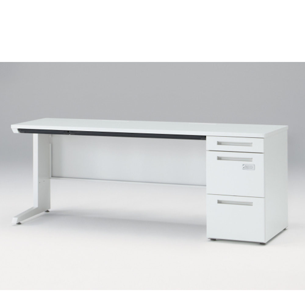 CZRデスク Type S 片袖デスク CZR-186CBSK-9W9  浅型センター引出し付  ダイヤル錠 W1800 × D600 [ 本体: ホワイトW・天板: ホワイトW]