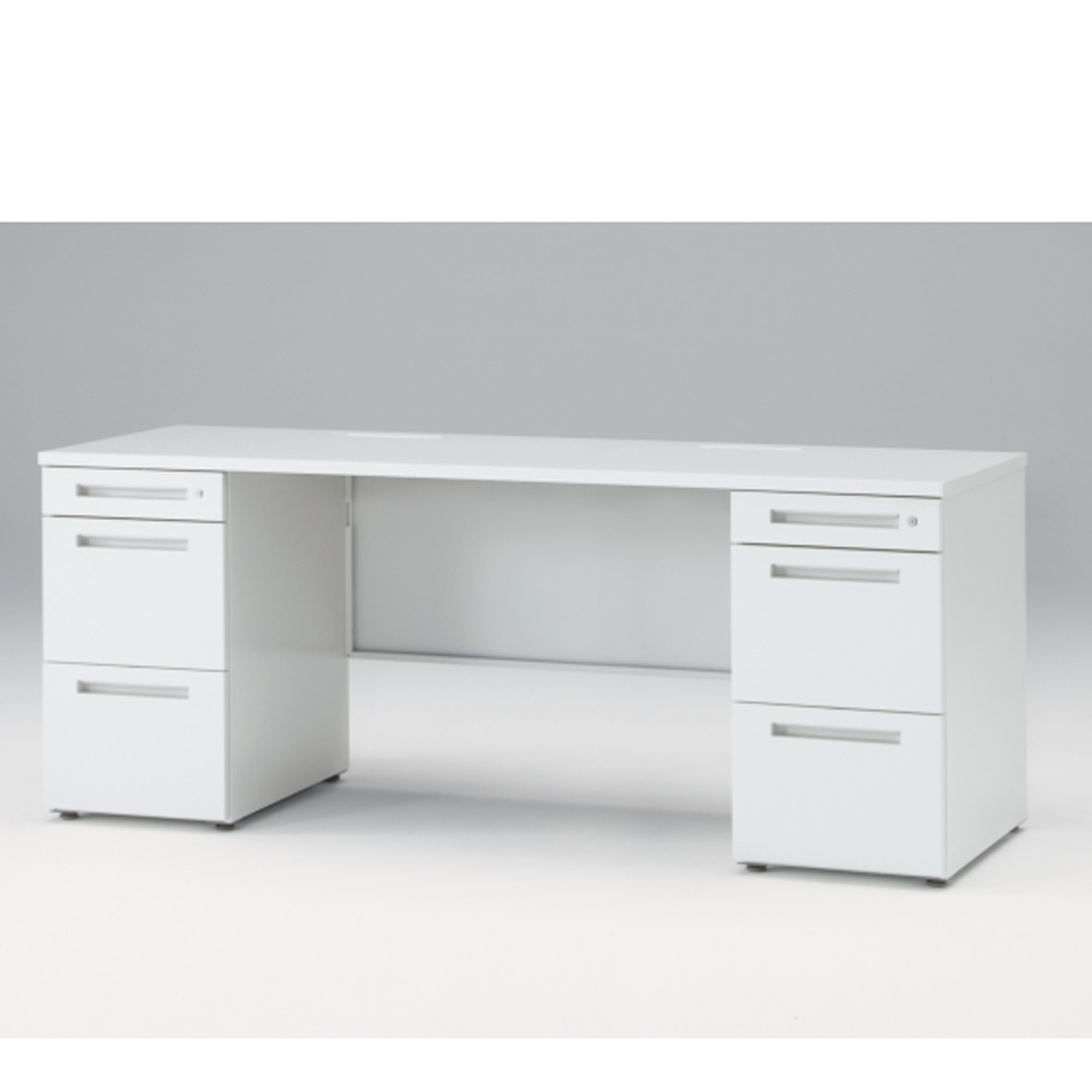 CZRデスク Type S 両袖デスク CZR-186KAS-9W9  センター引出しなし  シリンダー錠 W1800 × D600 [ 本体: ホワイトW・天板: ホワイトW]