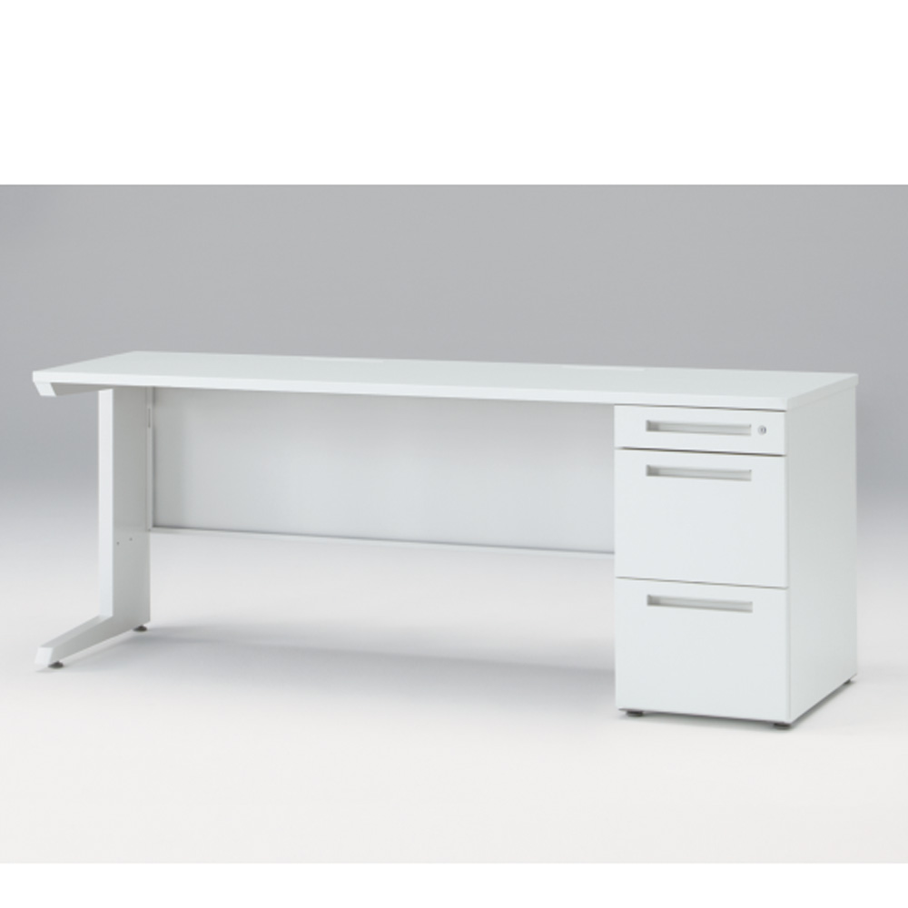 CZRデスク Type S 片袖デスク CZR-186SBS-9W9  センター引出しなし  シリンダー錠 W1800 × D600 [ 本体: ホワイトW・天板: ホワイトW]
