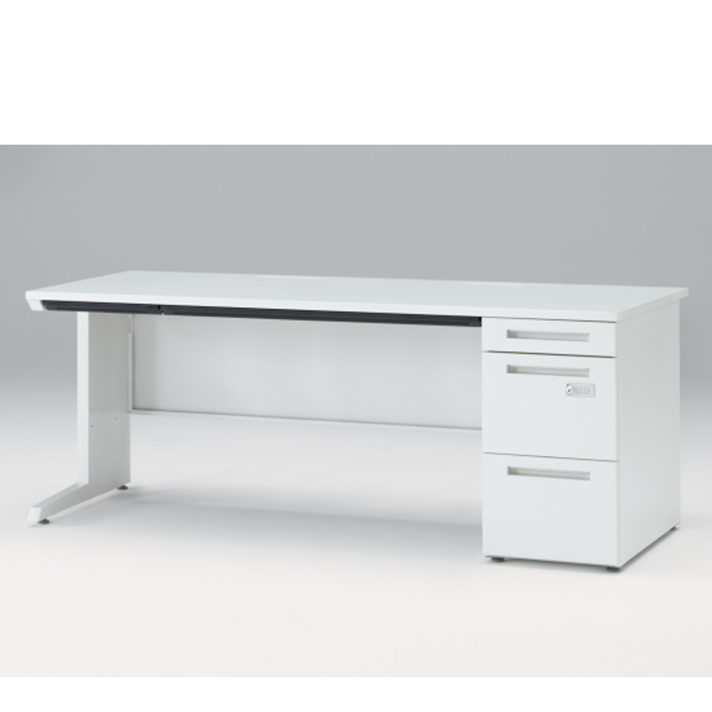 CZRデスク Type S 片袖デスク CZR-188CBSK-9W9  浅型センター引出し付  ダイヤル錠 W1800 × D800 [ 本体: ホワイトW・天板: ホワイトW]