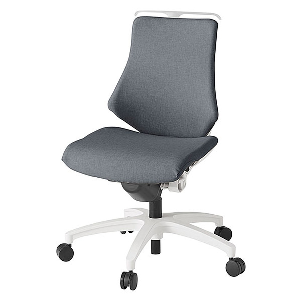 エフチェア クロス・ローバック 肘なし ハンガー ナイロン双輪キャスター [ ベース:ホワイト / 張地:ダークグレーT ] KG-140SAH-W9T3