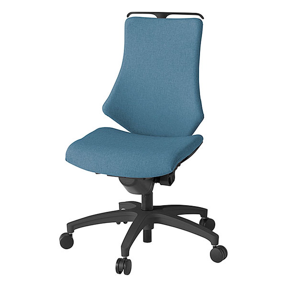 エフチェア クロス・ハイバック 肘なし ハンガー 抵抗付ウレタン双輪キャスター [ ベース:ブラック / 張地:ダックブルー ] KG130SAHM-T1B4