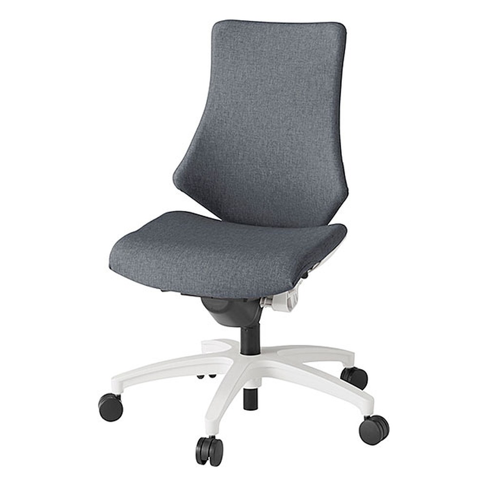 エフチェア クロス・ハイバック 肘なし 抵抗付ウレタン双輪キャスター [ ベース:ホワイト / 張地:ダークグレーT ] KG130SAM-W9T3