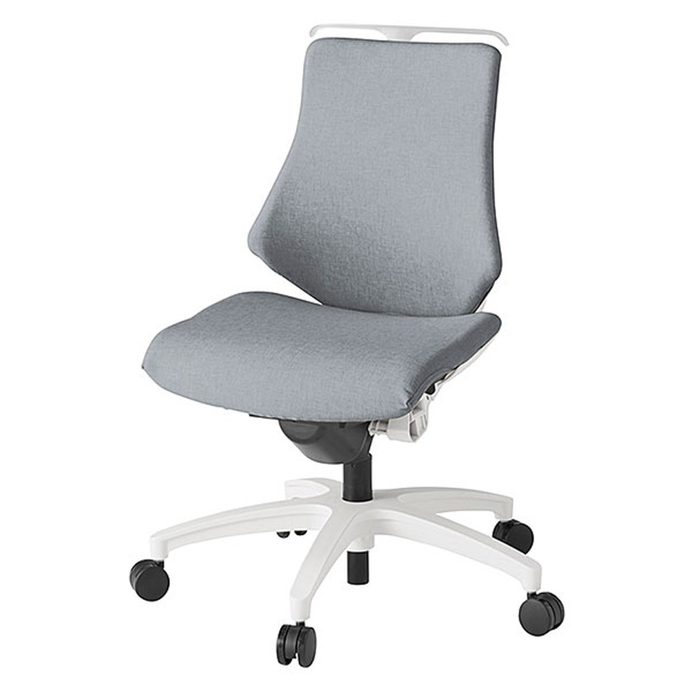 エフチェア クロス・ローバック 肘なし ハンガー 抵抗付ウレタン双輪キャスター [ ベース:ホワイト / 張地:ホワイトグレーT ] KG140SAHM-W9T7