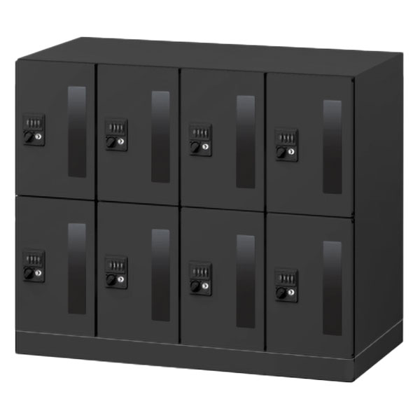 パーソナルロッカー イフス  8人用 窓付扉 EHSE0694WFEE-T1 ダイヤル錠 コンセントあり 下段用 ［サテンブラック］