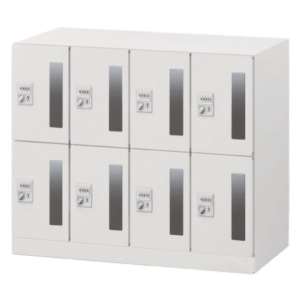 パーソナルロッカー イフス  8人用 窓付扉 EHSE0694WFEE-W9 ダイヤル錠 コンセントあり 下段用 ［ホワイト］