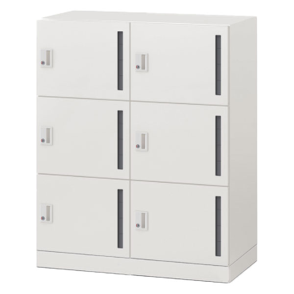 パーソナルロッカー イフス  2列6人用 EHSE1092TSEE-W9 シリンダー錠 投函口付 コンセントあり 下段用 ［ホワイト］
