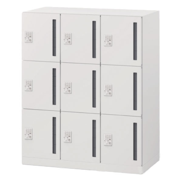 パーソナルロッカー イフス  3列9人用 EHSE1093TPEE-W9 プッシュボタン錠 投函口付 コンセントあり 下段用 ［ホワイト］