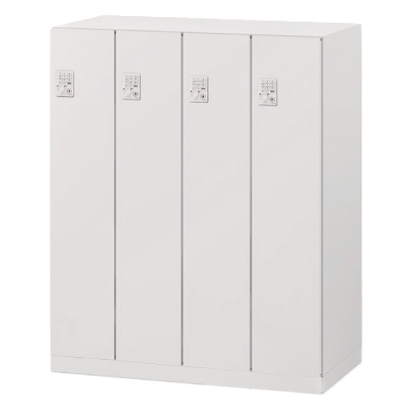 パーソナルロッカー イフス  4列4人用 EHSE10L4NPEE-W9 プッシュボタン錠 投函口なし コンセントあり 下段専用 ［ホワイト］