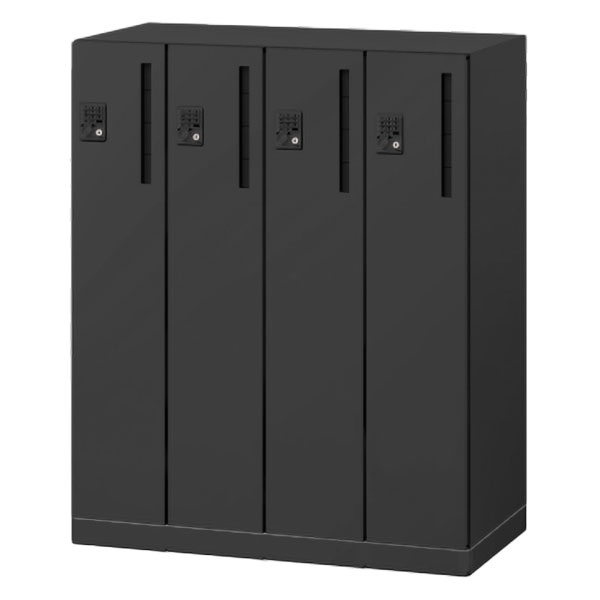 パーソナルロッカー イフス  4列4人用 EHSE10L4TPEE-T1 プッシュボタン錠 投函口付 コンセントあり 下段専用 ［サテンブラック］