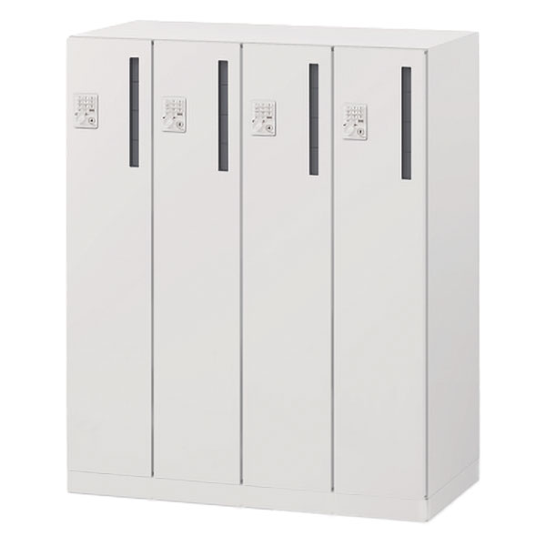 パーソナルロッカー イフス  4列4人用 EHSE10L4TPEE-W9 プッシュボタン錠 投函口付 コンセントあり 下段専用 ［ホワイト］