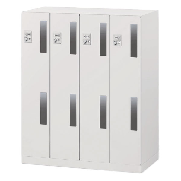 パーソナルロッカー イフス  4人用 窓付扉 EHSE10L4WFEE-W9 ダイヤル錠 コンセントあり 下段専用 ［ホワイト］