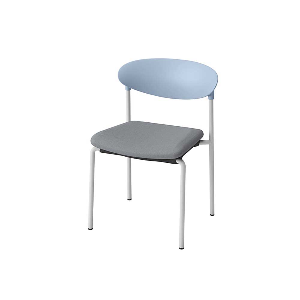 LK-6チェア 4本脚 キャスターなし 肘なし KLK-630DL-S4C4　シェル・フレーム：S4 × ビニールレザー DL：C4/ミディアムグレーC