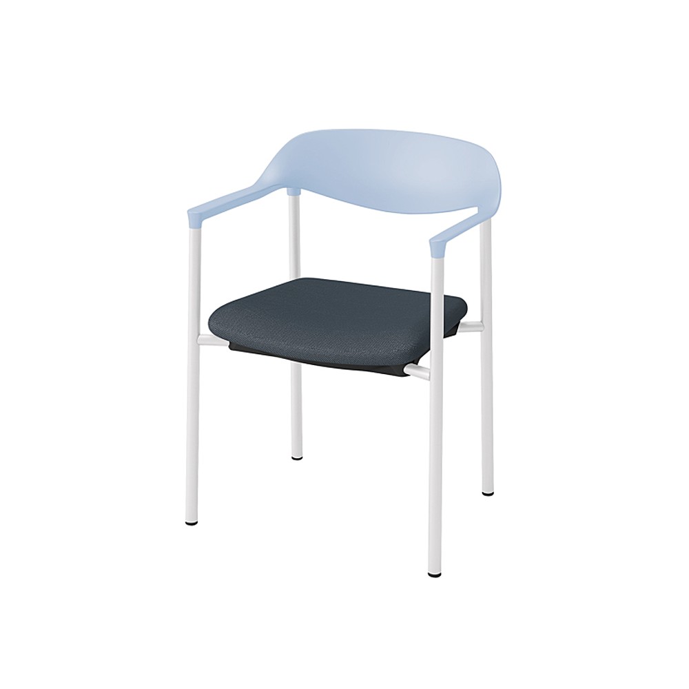 LK-6チェア 4本脚 キャスターなし KLK-635C-S4B4　シェル・フレーム：S4 × 布地 C：B4/ダックブルー