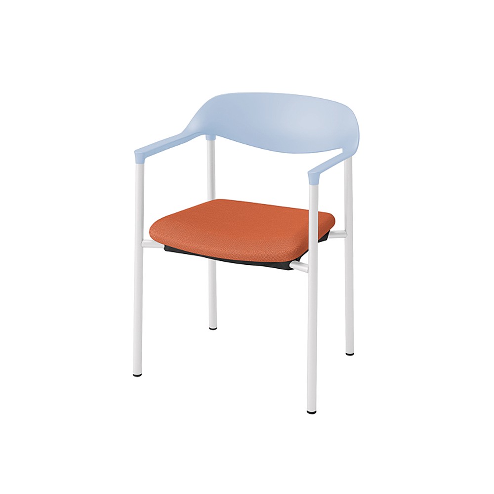 LK-6チェア 4本脚 キャスターなし KLK-635C-S4D4　シェル・フレーム：S4 × 布地 C：D4/パーシモンオレンジ