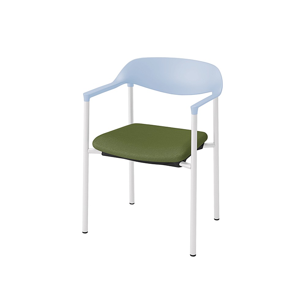 LK-6チェア 4本脚 キャスターなし KLK-635C-S4Q2　シェル・フレーム：S4 × 布地 C：Q2/アイビーグリーン