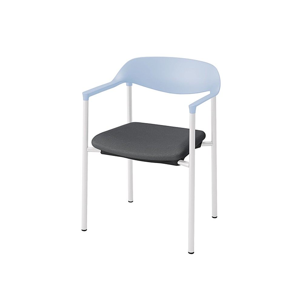 LK-6チェア 4本脚 キャスターなし KLK-635C-S4W2　シェル・フレーム：S4 × 布地 C：W2/オフブラックW