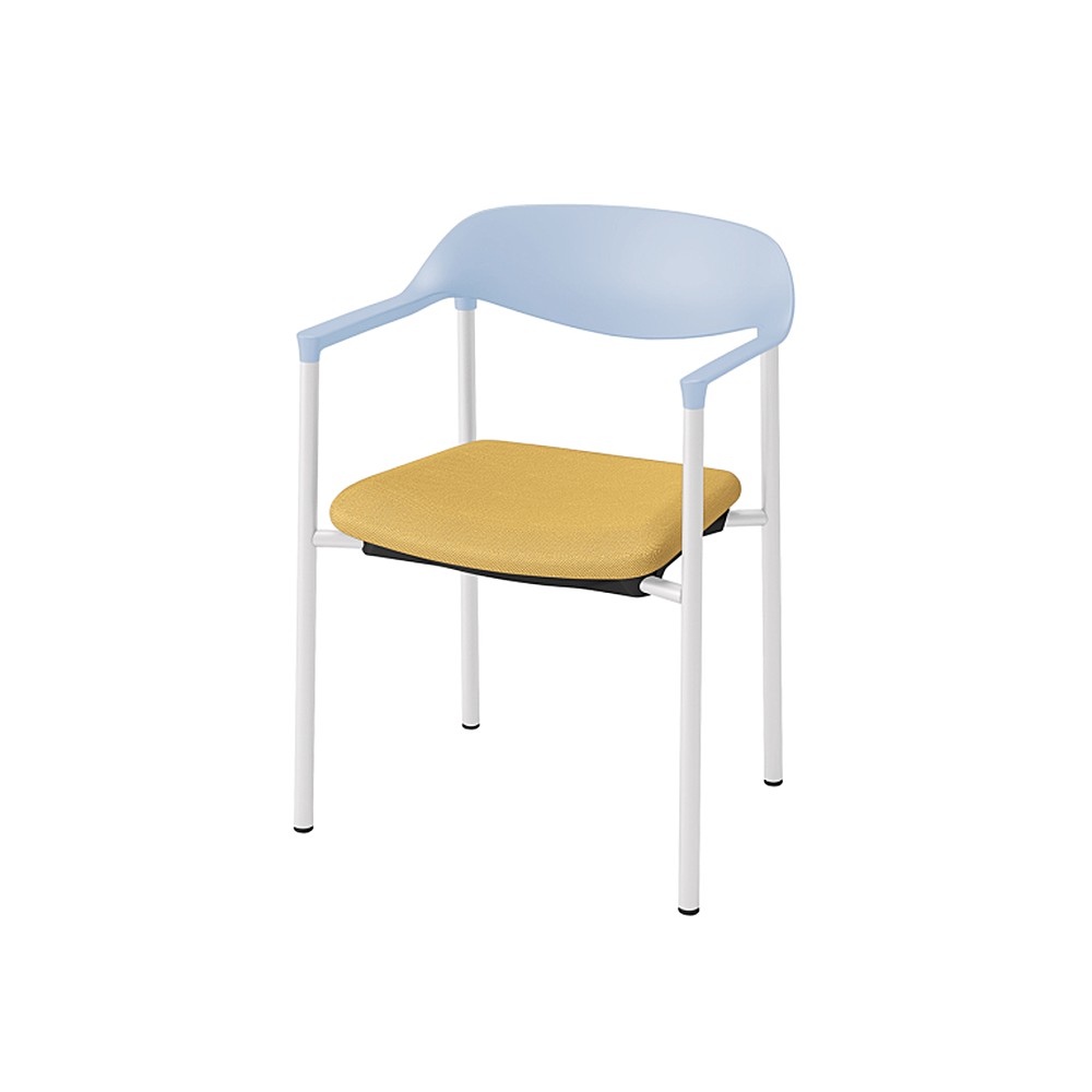 LK-6チェア 4本脚 キャスターなし KLK-635C-S4Y5　シェル・フレーム：S4 × 布地 C：Y5/ソフトイエロー