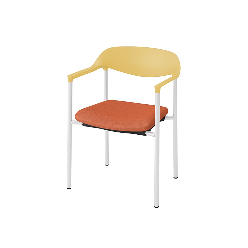 LK-6チェア 4本脚 キャスターなし KLK-635C-U5D4　シェル・フレーム：U5 × 布地 C：D4/パーシモンオレンジ