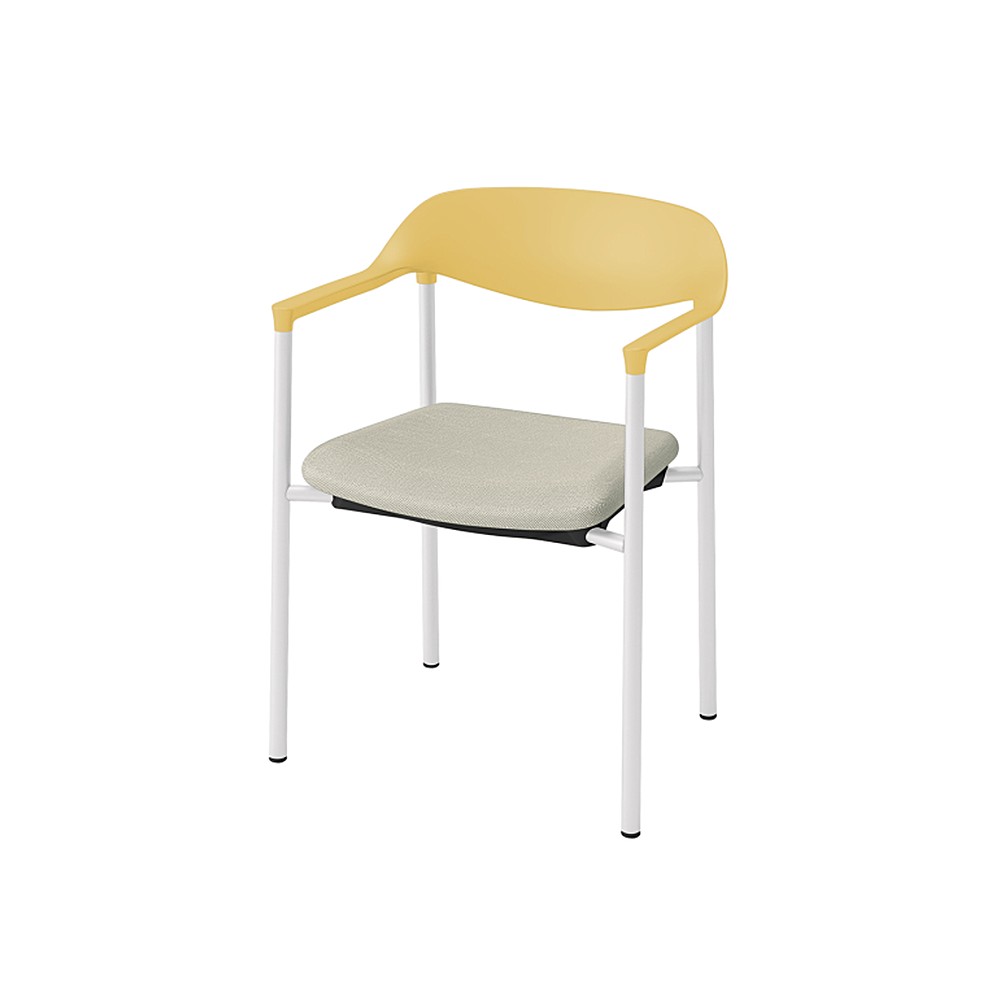 LK-6チェア 4本脚 キャスターなし KLK-635C-U5F6　シェル・フレーム：U5 × 布地 C：F6/グレイッシュブラウン