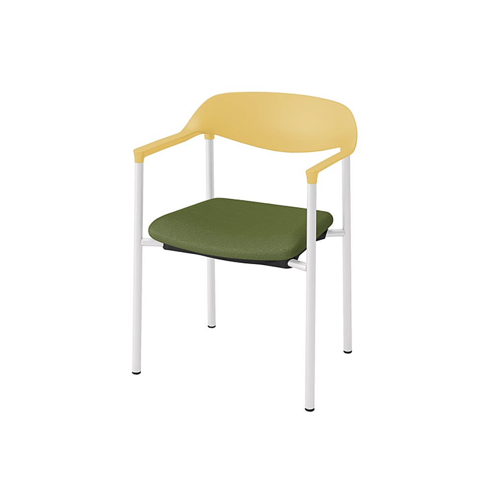 LK-6チェア 4本脚 キャスターなし KLK-635C-U5Q2　シェル・フレーム：U5 × 布地 C：Q2/アイビーグリーン