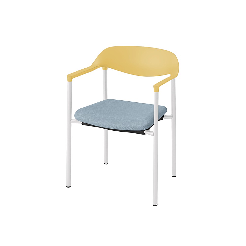 LK-6チェア 4本脚 キャスターなし KLK-635C-U5S5　シェル・フレーム：U5 × 布地 C：S5/ミストブルー