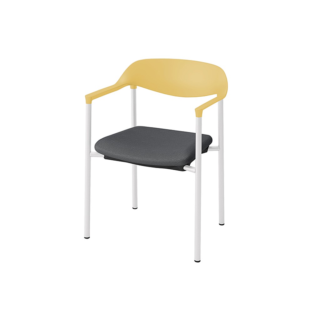 LK-6チェア 4本脚 キャスターなし KLK-635C-U5W2　シェル・フレーム：U5 × 布地 C：W2/オフブラックW