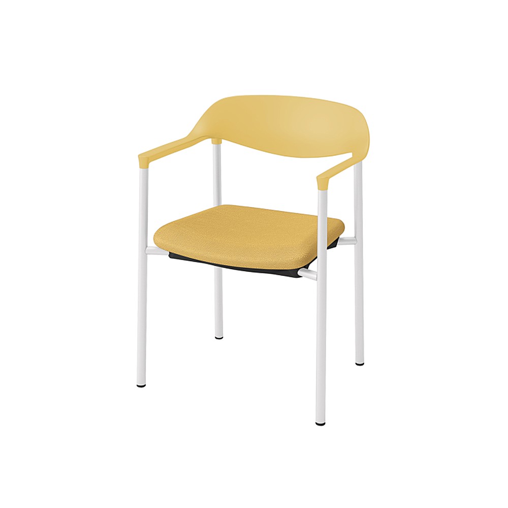 LK-6チェア 4本脚 キャスターなし KLK-635C-U5Y5　シェル・フレーム：U5 × 布地 C：Y5/ソフトイエロー
