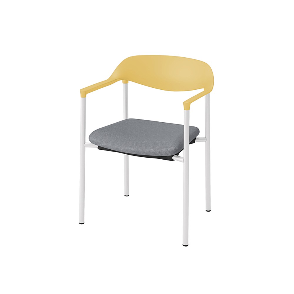 LK-6チェア 4本脚 キャスターなし KLK-635DL-U5C4　シェル・フレーム：U5 × ビニールレザー DL：C4/ミディアムグレーC