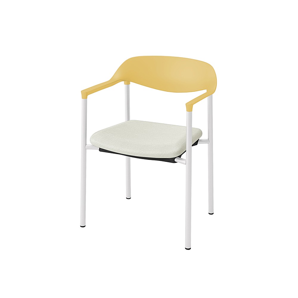 LK-6チェア 4本脚 キャスターなし KLK-635DL-U5C8　シェル・フレーム：U5 × ビニールレザー DL：C8/オフホワイトＣ