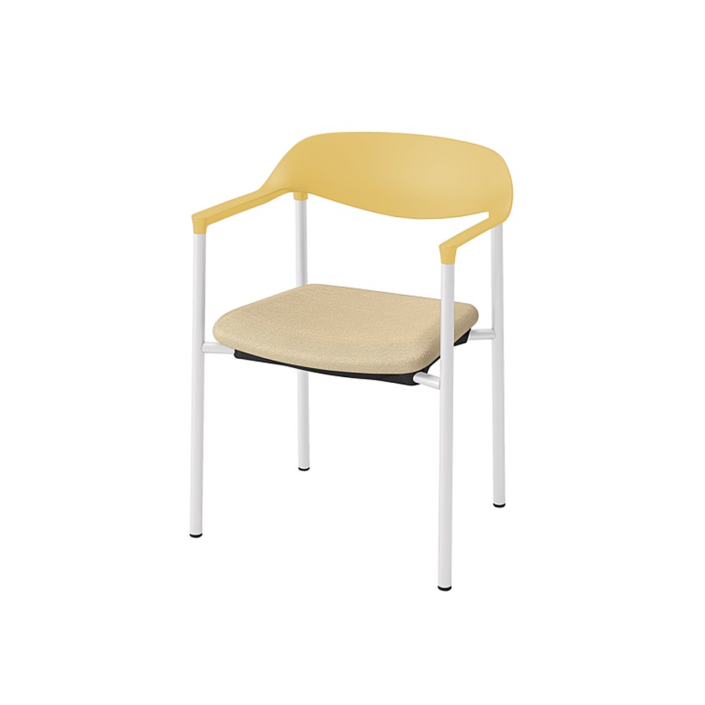 LK-6チェア 4本脚 キャスターなし KLK-635DL-U5K6　シェル・フレーム：U5 × ビニールレザー DL：K6/フラックスベージュ