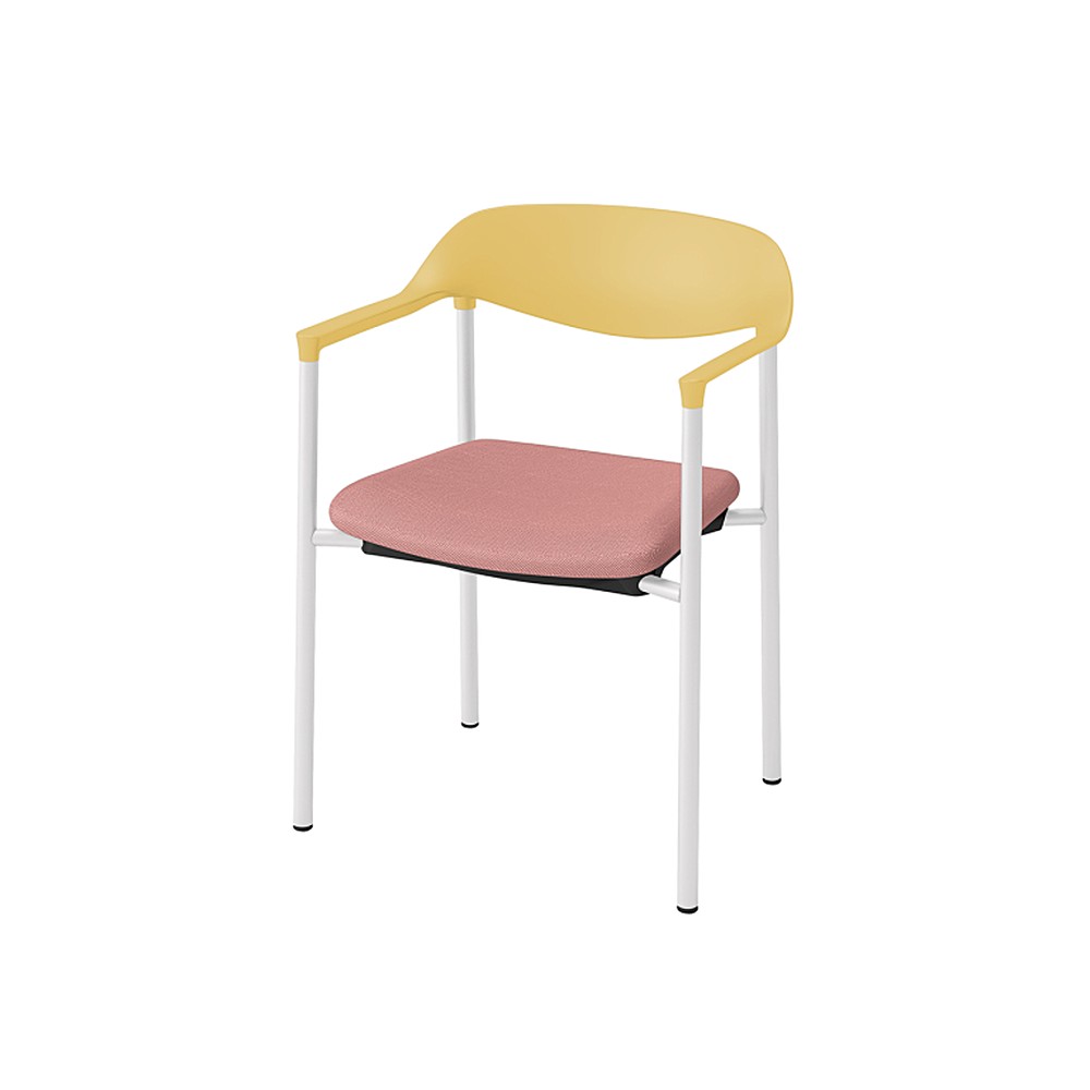 LK-6チェア 4本脚 キャスターなし KLK-635DL-U5M6　シェル・フレーム：U5 × ビニールレザー DL：M6/コーラルピンク