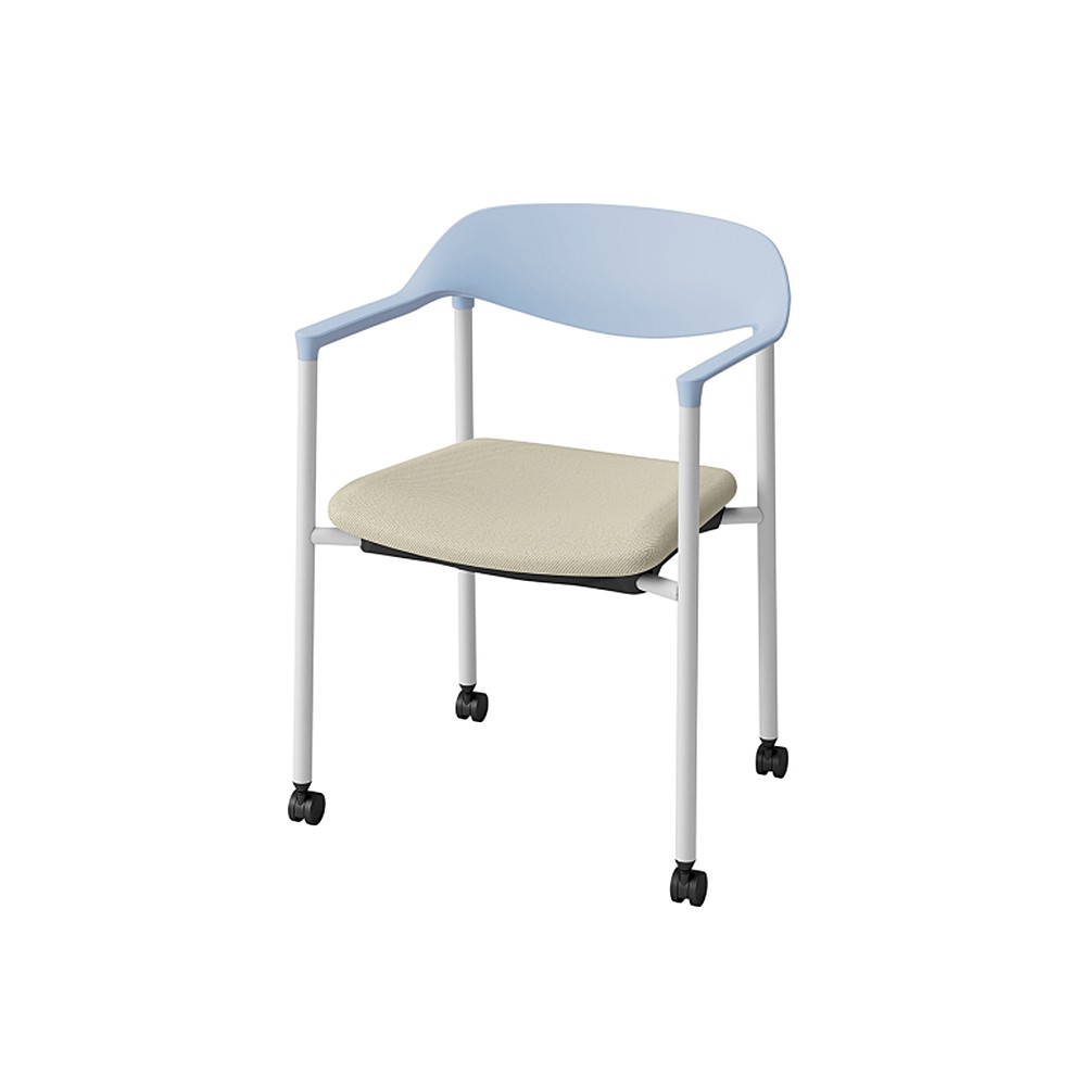 LK-6チェア 4本脚 キャスター付 KLK-655C-S4F6 シェル・フレーム:S4 × 布地 C:F6/グレイッシュブラウン