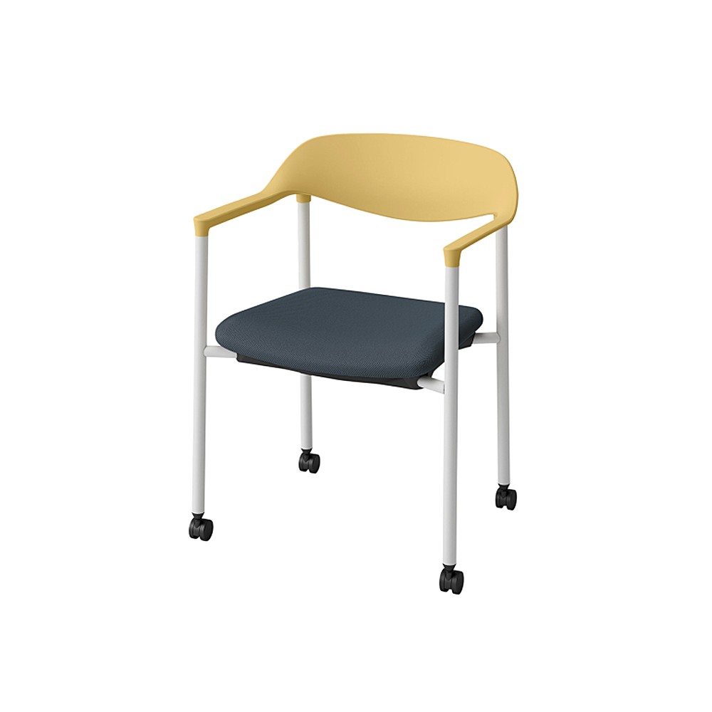 LK-6チェア 4本脚 キャスター付 KLK-655C-U5B4　シェル・フレーム：U5 × 布地 C：B4/ダックブルー