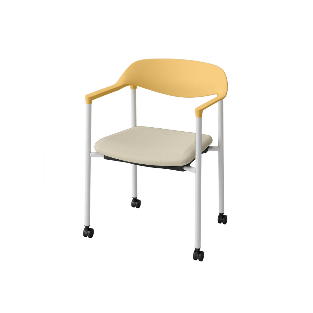 LK-6チェア 4本脚 キャスター付 KLK-655C-U5F6　シェル・フレーム：U5 × 布地 C：F6/グレイッシュブラウン