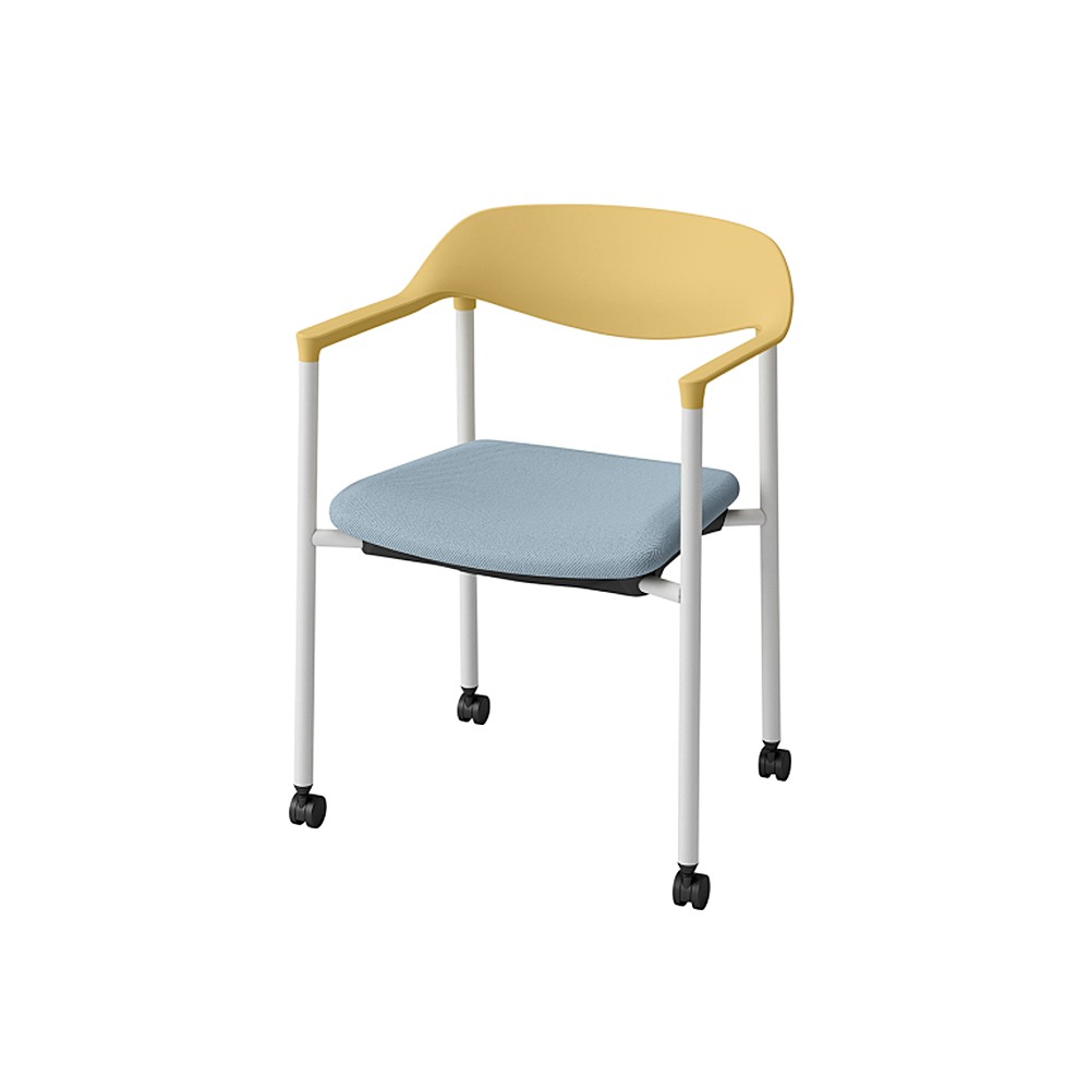 LK-6チェア 4本脚 キャスター付 KLK-655C-U5S5　シェル・フレーム：U5 × 布地 C：S5/ミストブルー