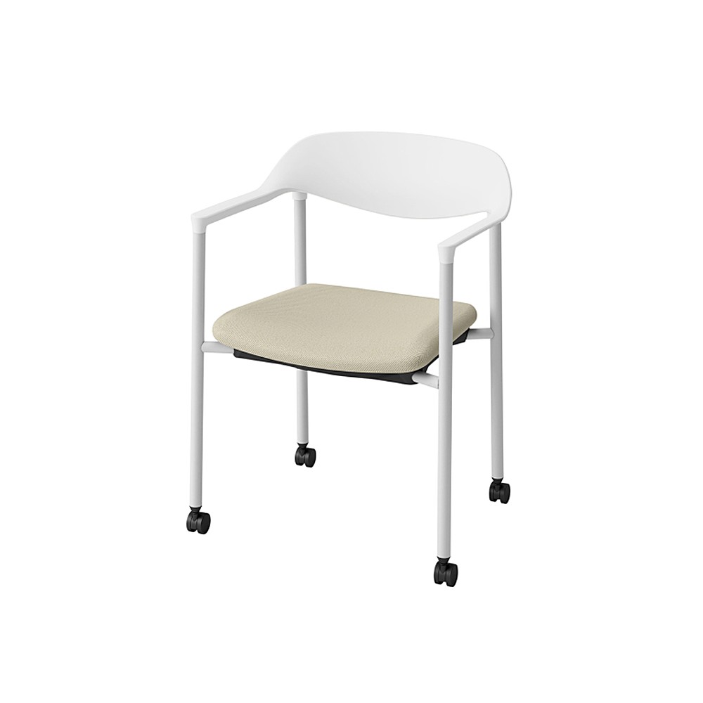 LK-6チェア 4本脚 キャスター付 KLK-655C-W9F6　シェル・フレーム：W9 × 布地 C：F6/グレイッシュブラウン