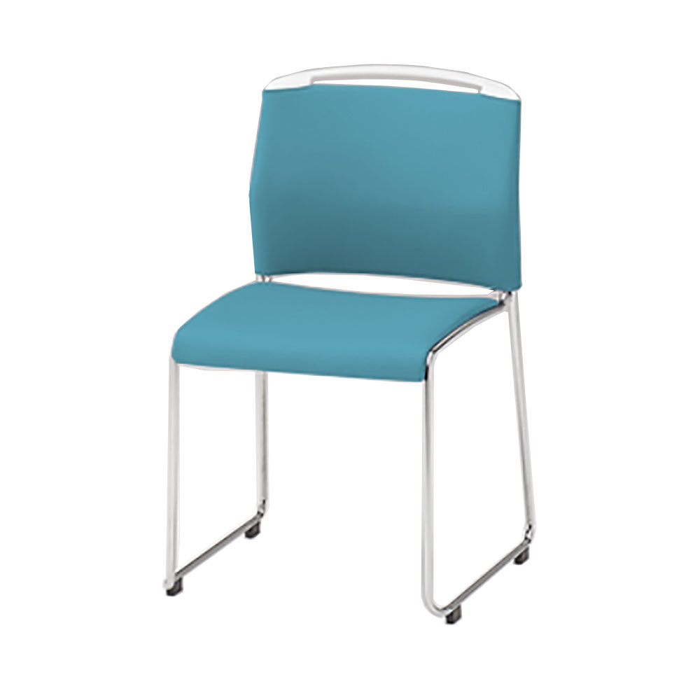 U-1チェア クロスバック（ビニールレザー張り） ループ脚タイプ KLU-110DFZ9W9S4 ［ターコイズブルー］