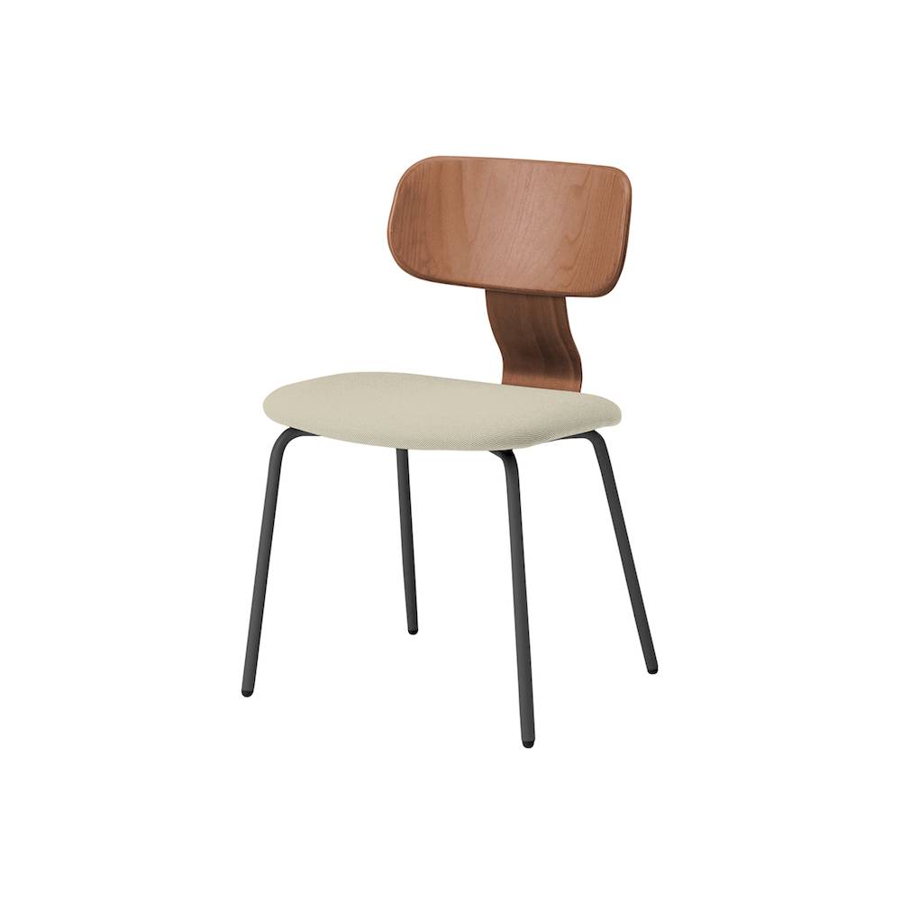 ユルクチェア　アームなしタイプ 4本脚　KLD-810C-T1MF6　脚：T1/ブラックＴ 背：M/ラスティックビーチ 張地C：F6/グレイッシュブラウン