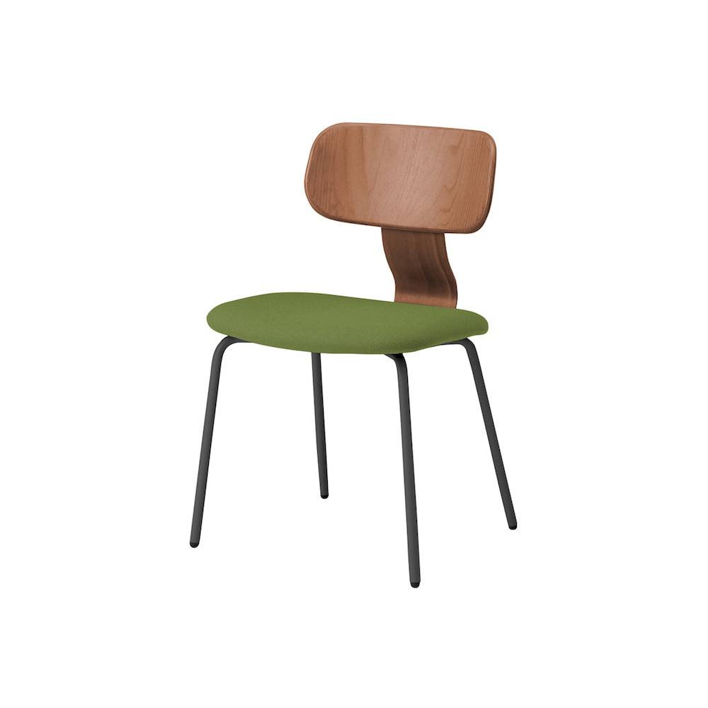 ユルクチェア　アームなしタイプ 4本脚　KLD-810C-T1MQ3　脚：T1/ブラックＴ 背：M/ラスティックビーチ 張地C：Q3/リーフグリーン