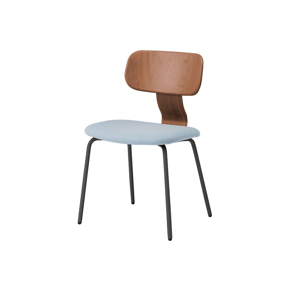 ユルクチェア　アームなしタイプ 4本脚　KLD-810C-T1MS5　脚：T1/ブラックＴ 背：M/ラスティックビーチ 張地C：S5/ミストブルー