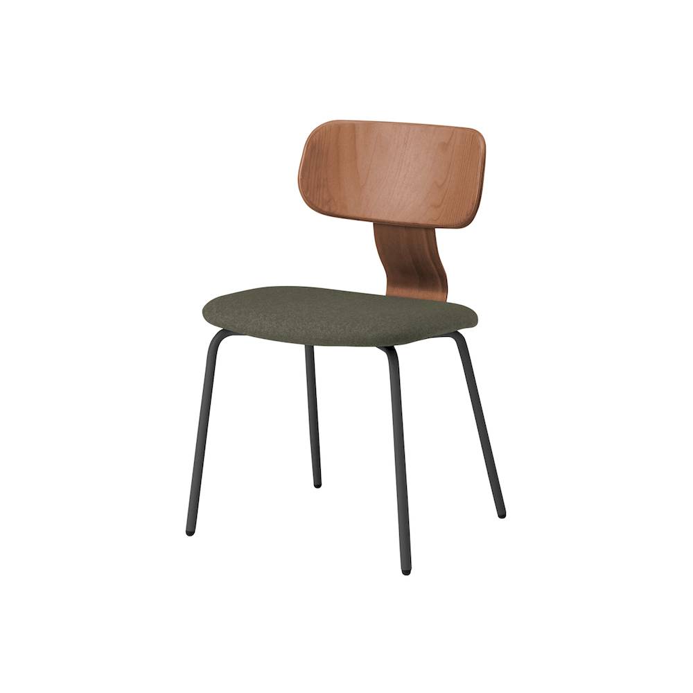 ユルクチェア　アームなしタイプ 4本脚　KLD-810CC-T1ML2　脚：T1/ブラックＴ 背：M/ラスティックビーチ 張地CC：L2/ダークオリーブ