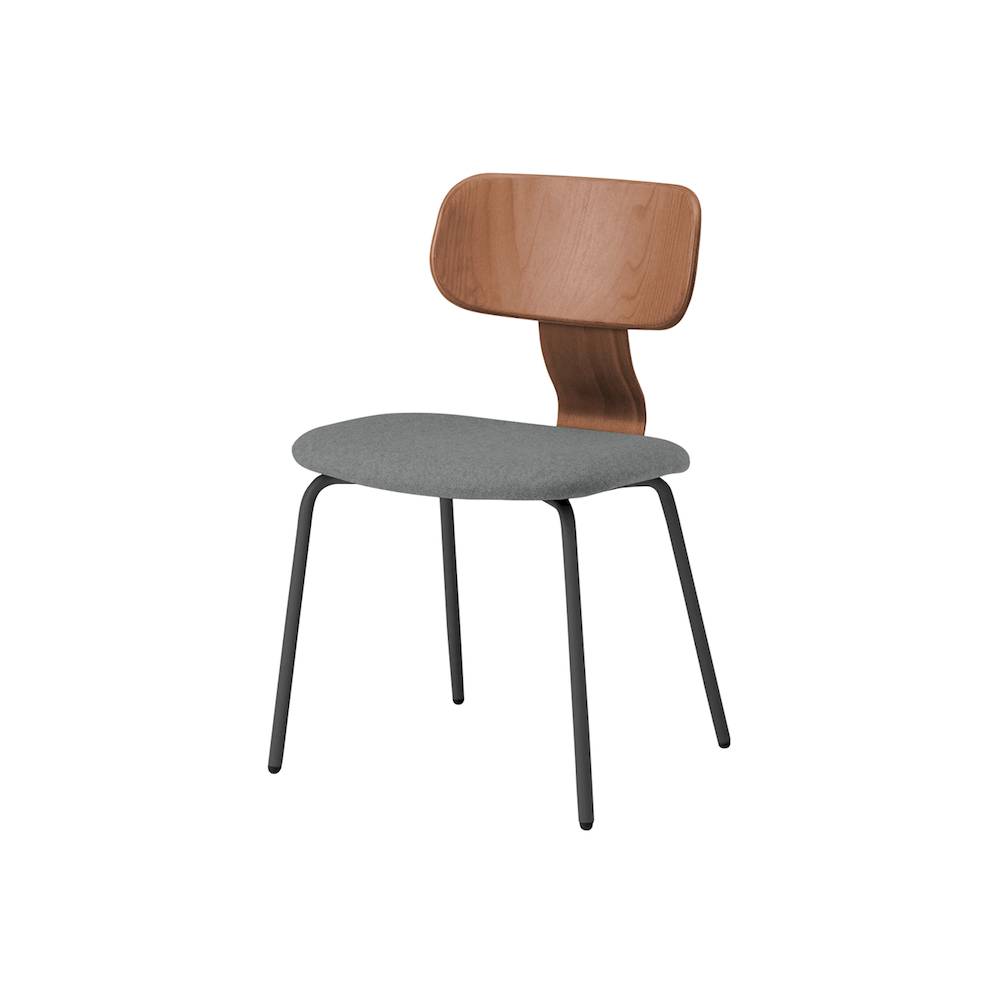 ユルクチェア　アームなしタイプ 4本脚　KLD-810CC-T1MT3　脚：T1/ブラックＴ 背：M/ラスティックビーチ 張地CC：T3/ダークグレーT