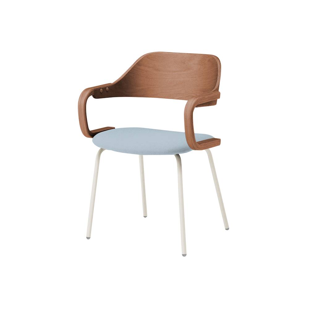 ユルクチェア　アーム付タイプ 4本脚　KLD-815C-H9MS5　脚：H9/エクリュベージュ 背・アーム：M/ラスティックビーチ 張地C：S5/ミストブルー