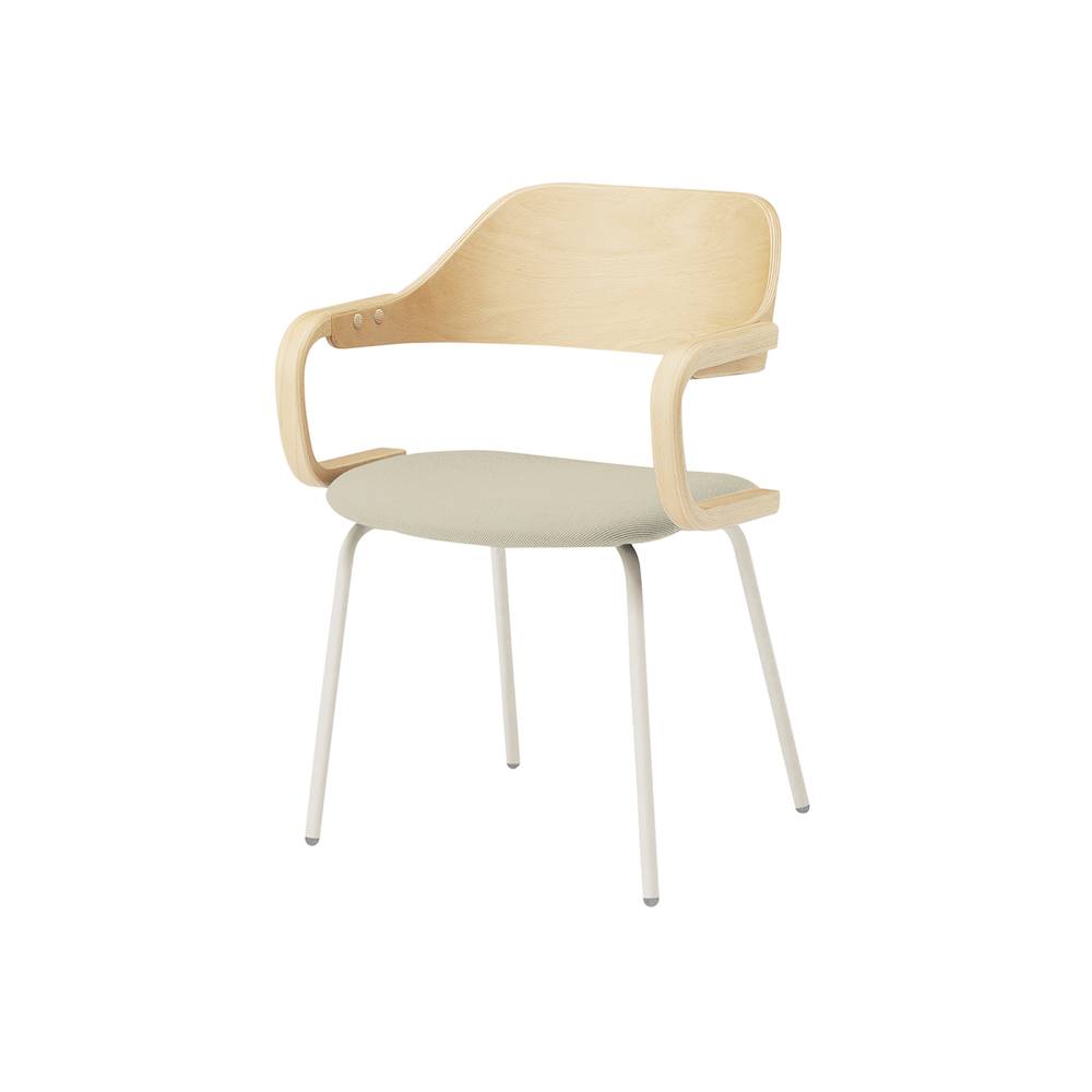 ユルクチェア　アーム付タイプ 4本脚　KLD-815C-H9NF6　脚：H9/エクリュベージュ 背・アーム：N/ナチュラルウッド 張地C：F6/グレイッシュブラウン