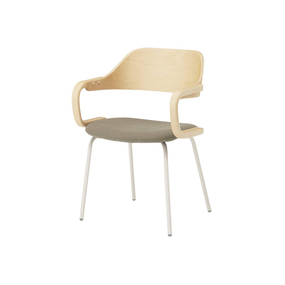 ユルクチェア　アーム付タイプ 4本脚　KLD-815CC-H9NK3　脚：H9/エクリュベージュ 背・アーム：N/ナチュラルウッド 張地CC：K3/シュガーブラウン