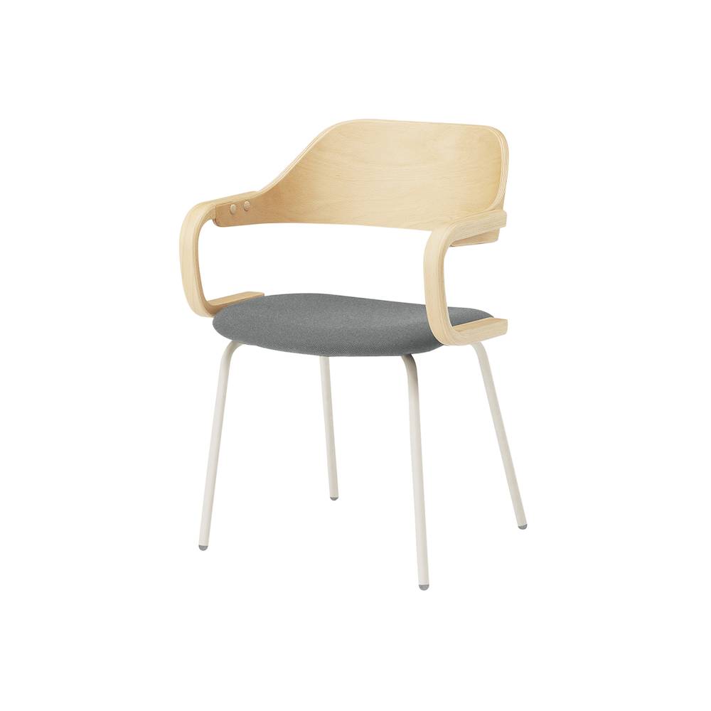 ユルクチェア　アーム付タイプ 4本脚　KLD-815CC-H9NT3　脚：H9/エクリュベージュ 背・アーム：N/ナチュラルウッド 張地CC：T3/ダークグレーT