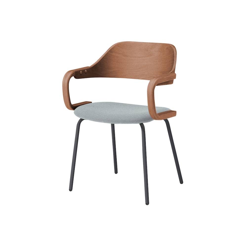 ユルクチェア　アーム付タイプ 4本脚　KLD-815CC-T1MC7　脚：T1/ブラックＴ 背・アーム：M/ラスティックビーチ 張地CC：C7/ホワイトグレーＣ