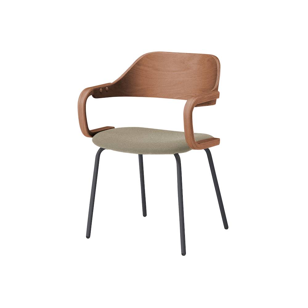 ユルクチェア　アーム付タイプ 4本脚　KLD-815CC-T1MK3　脚：T1/ブラックＴ 背・アーム：M/ラスティックビーチ 張地CC：K3/シュガーブラウン