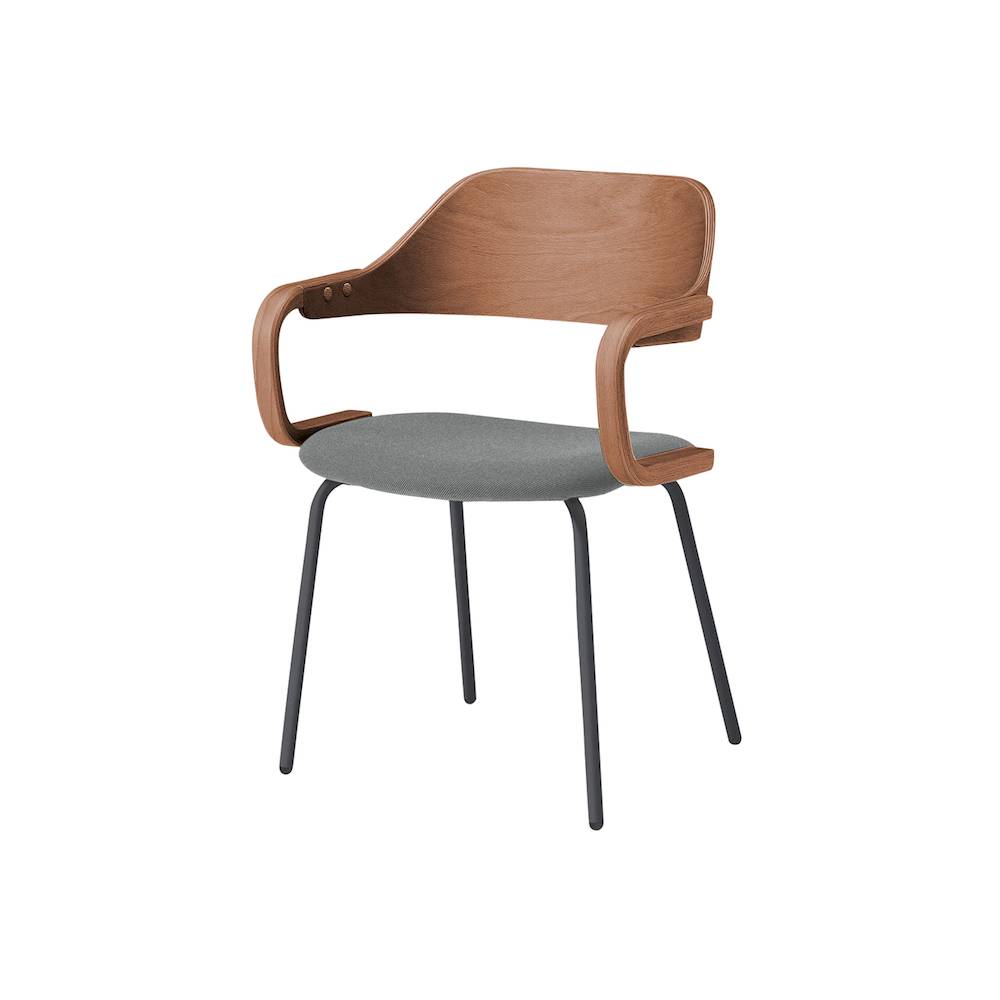 ユルクチェア　アーム付タイプ 4本脚　KLD-815CC-T1MT3　脚：T1/ブラックＴ 背・アーム：M/ラスティックビーチ 張地CC：T3/ダークグレーT